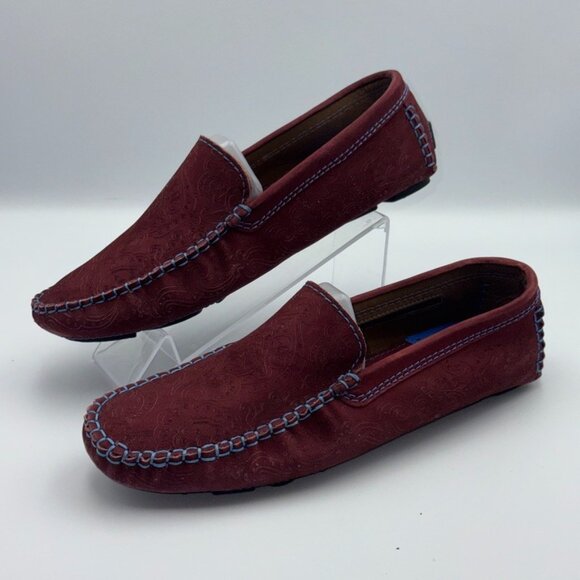 Robert Graham Verrazano Maroon Red Leather Loafer Slip On Made in Brazil Size 10 - Picture 3 of 10
